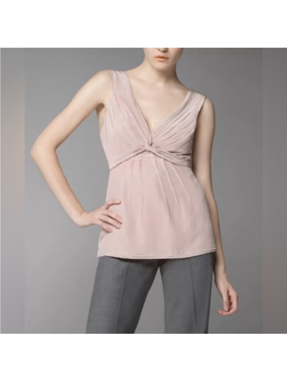 BCBGMaxazria Silk V-neck Tie-back Tank